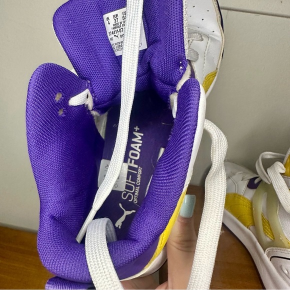 🥂SOLD🥂Puma Backcourt Mid Casual Sneakers, Size 5c, Purple White Yellow - Picture 5 of 8